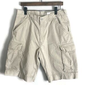 VINTAGE LEVIS SILVERTAB Mens Beige Cargo Baggy Y2K Shorts Size 34 2000 Skater